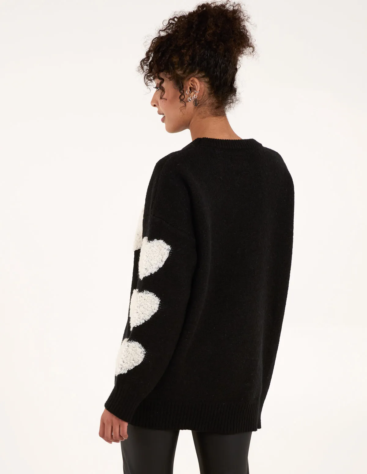 Flocked Heart Oversized Jumper