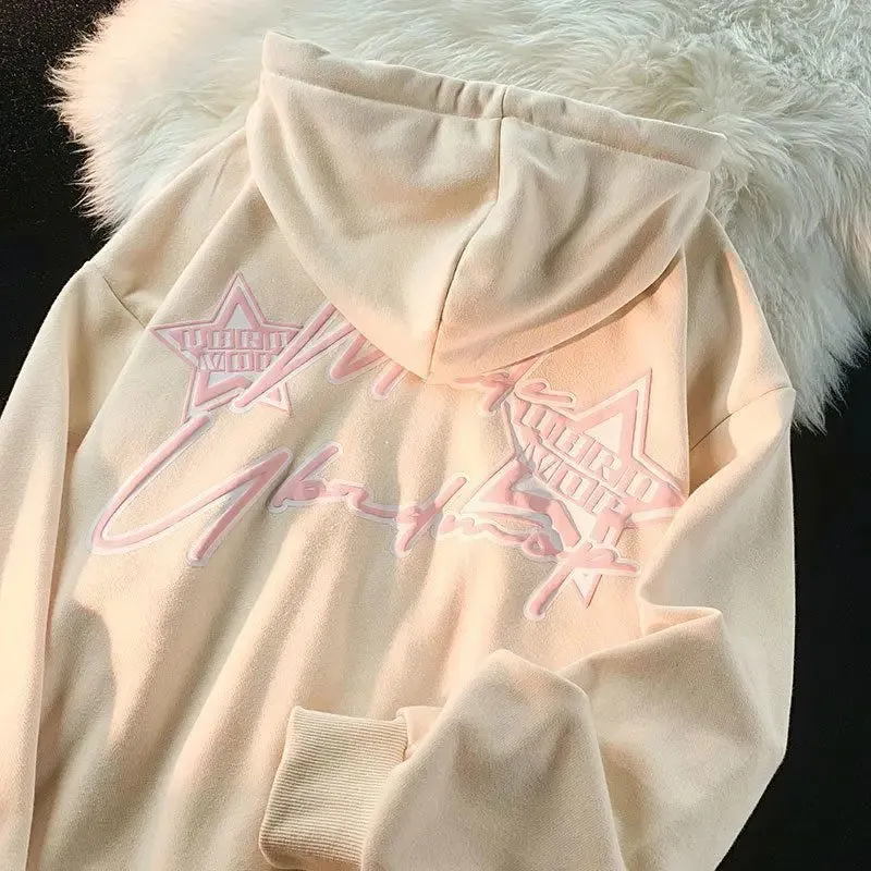 Girlary Y2K Women Men Hoodies Vintage Korean Streetwear Star Harajuku Zipper Jacket Kpop Hip Hop Sweatshirt Top Coat TShirt Clothes