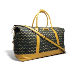 Green & Mustard Ikat Print Canvas Duffle Bag
