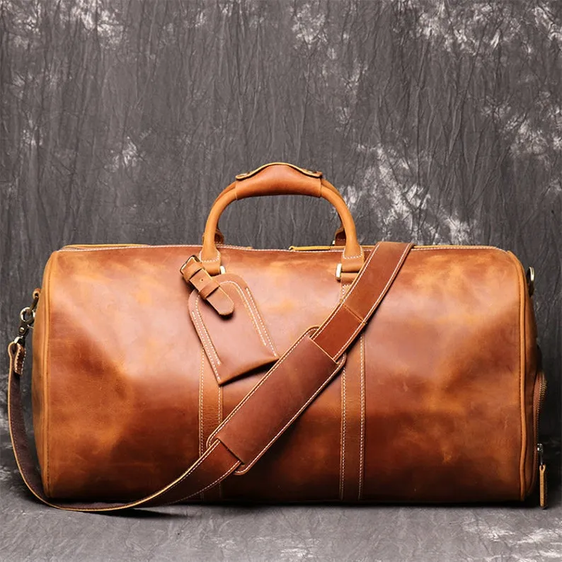 Handmade Full Grain Leather Duffle Bag