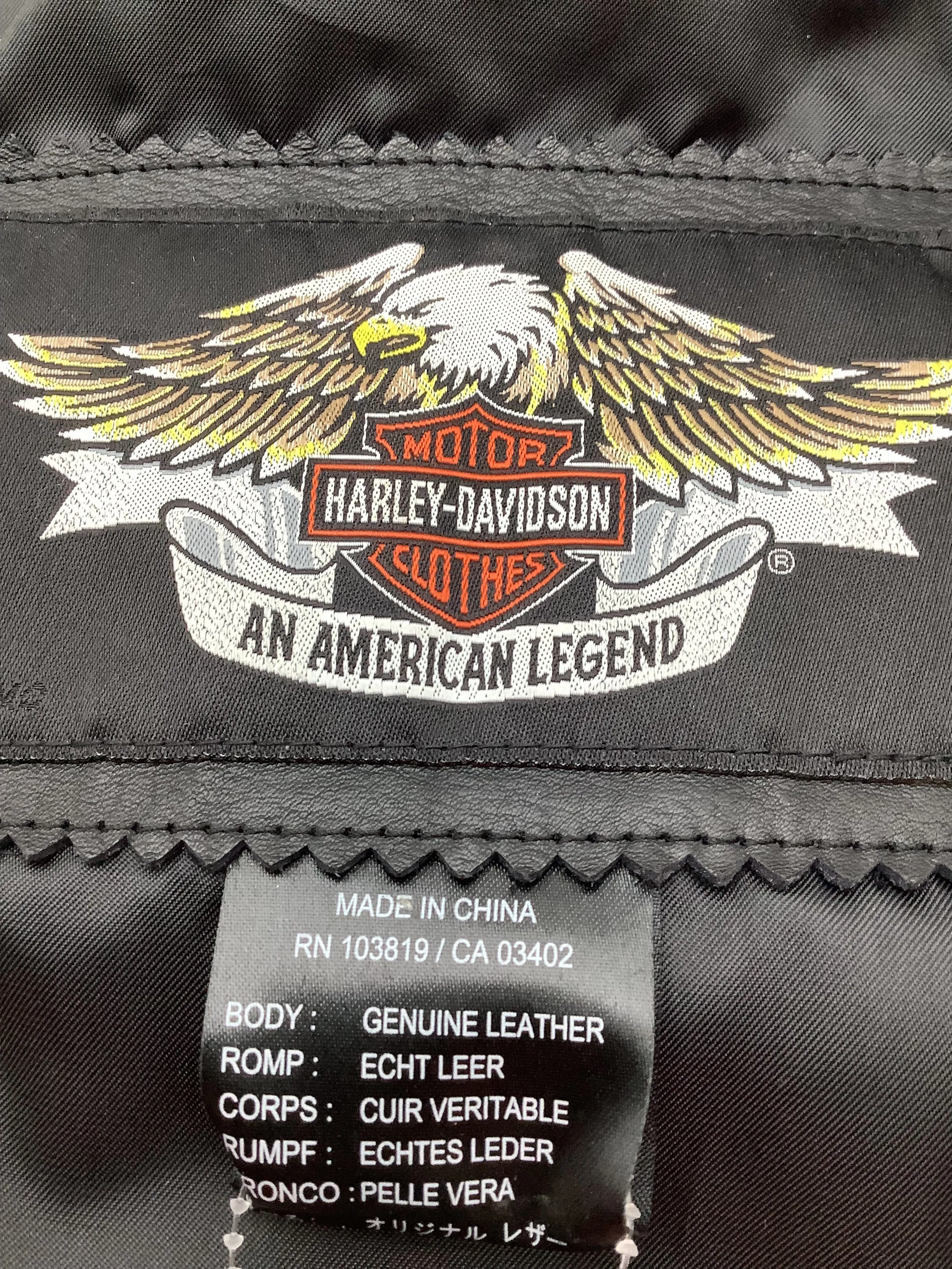 Harley Davidson Men's Coat Black Leather Skull W/Wings Size: S
