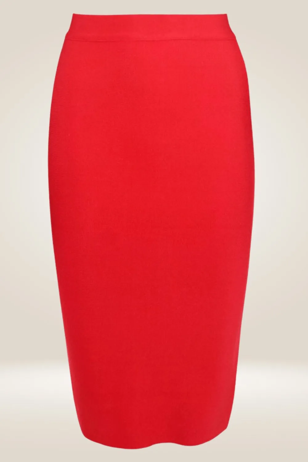 High Waisted Red Midi Skirt