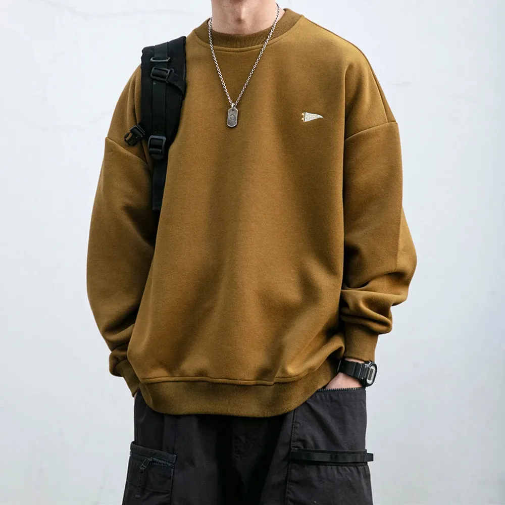 Japanese Streetwear Trend Sweatshirt Men Casual Letter Embroidery Loose Coat