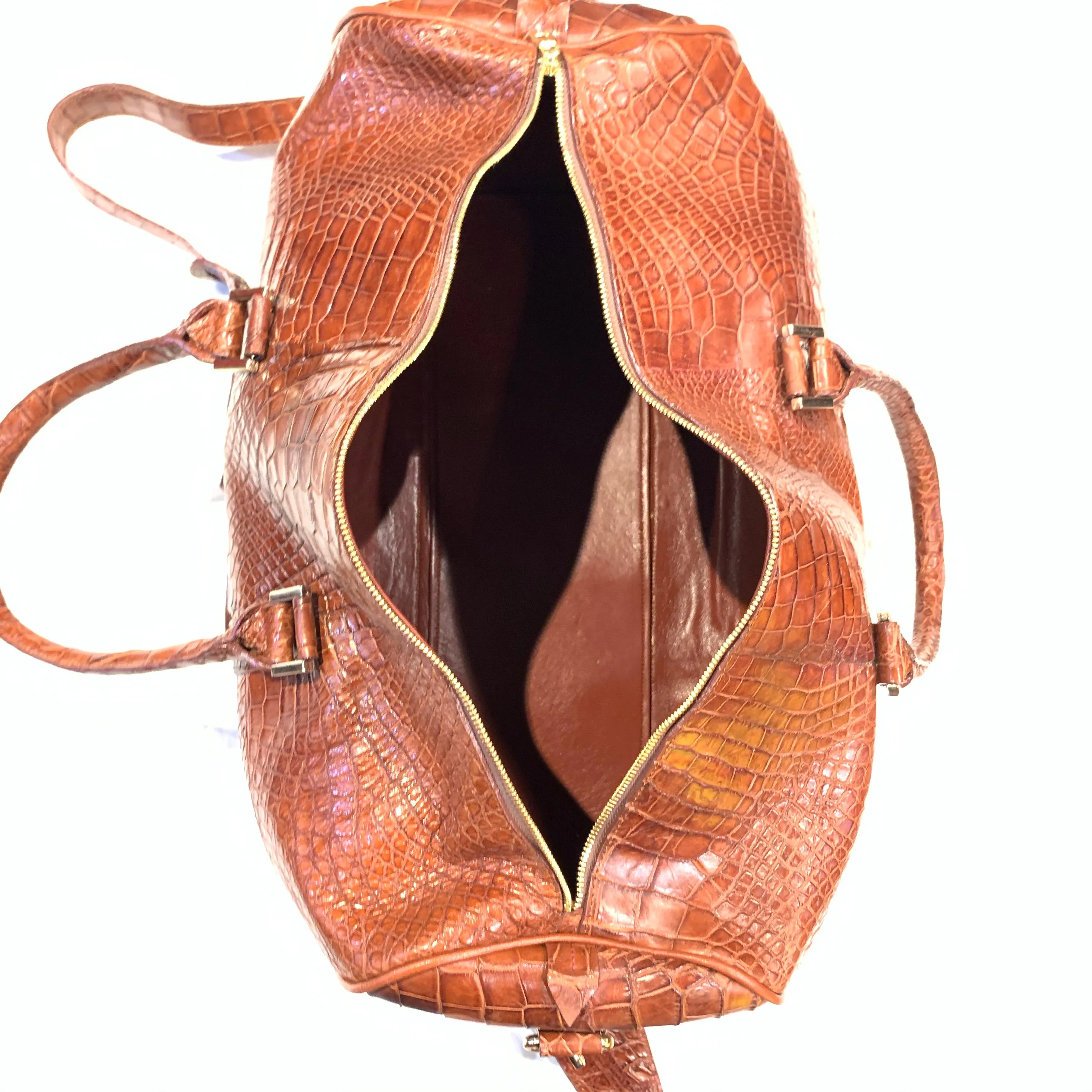 Kashani Cognac Full Alligator Body Duffle Bag