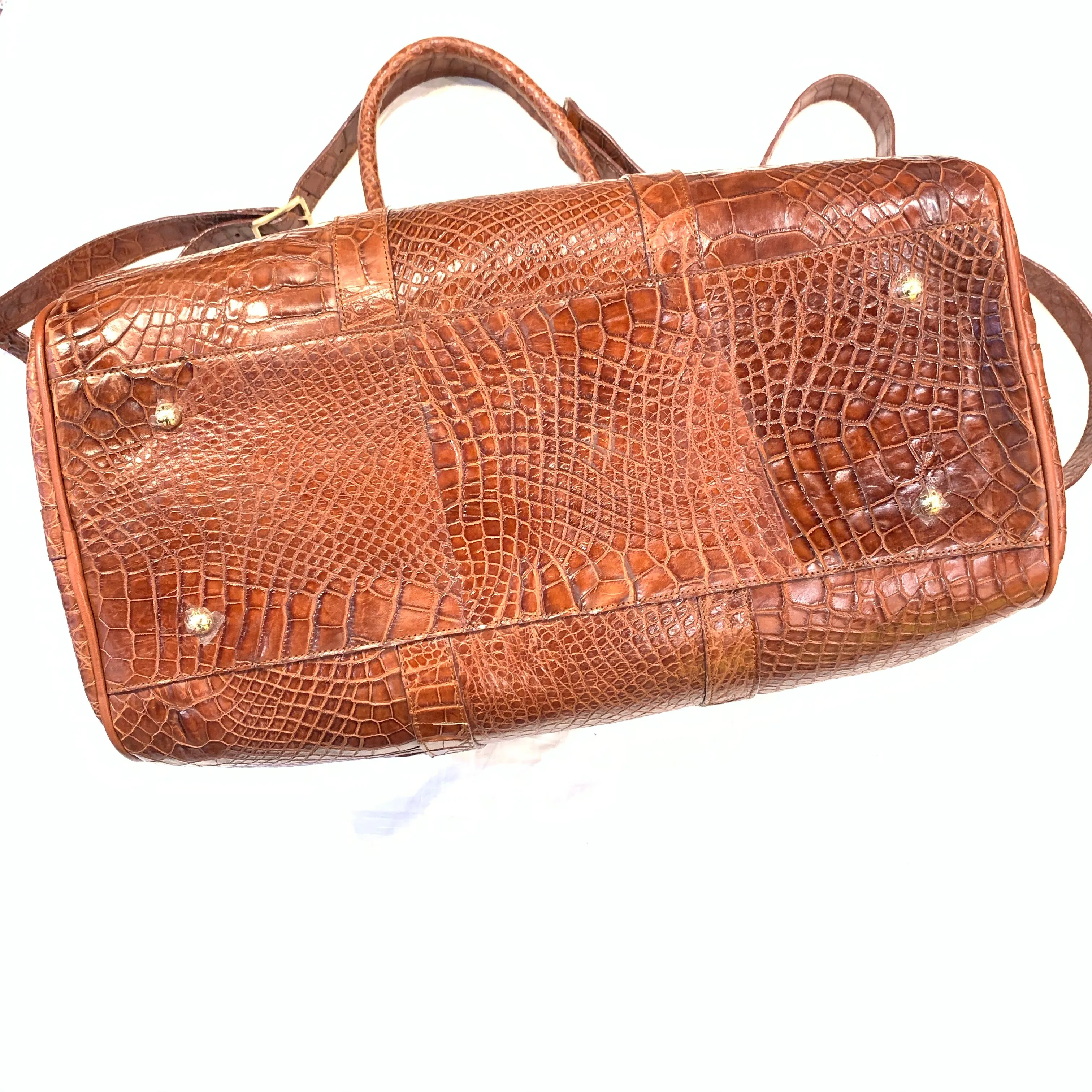 Kashani Cognac Full Alligator Body Duffle Bag