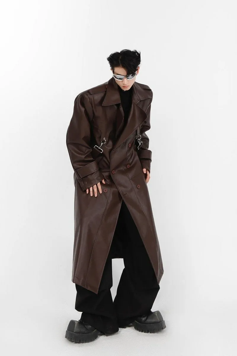 Layered Vegan Leather Coat