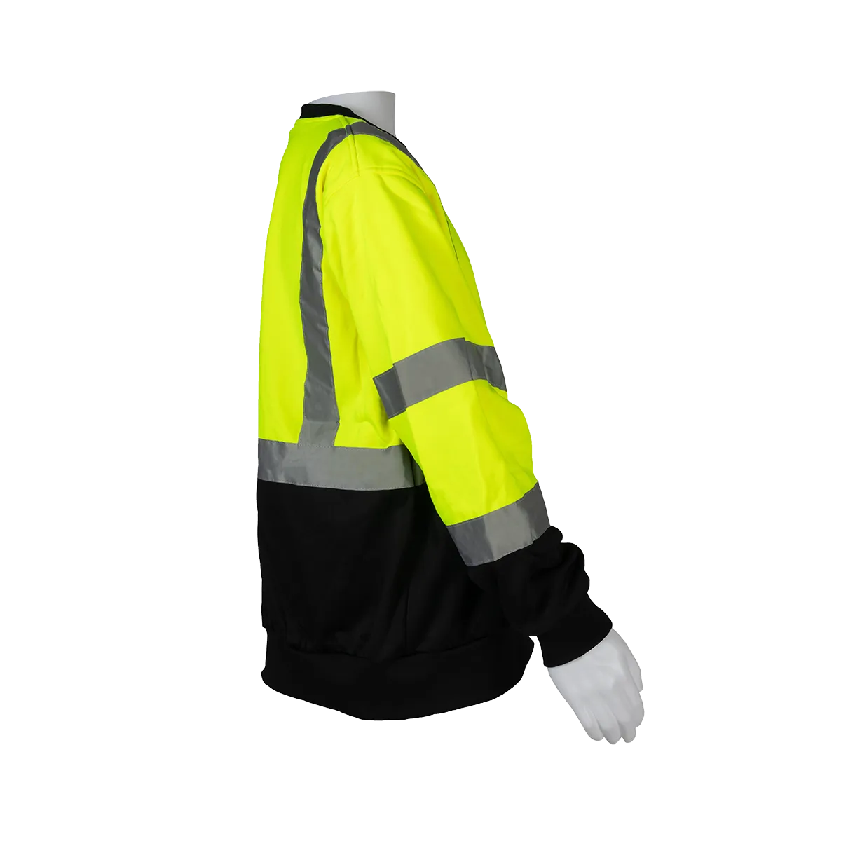 LBCSW-C3 ANSI 107-2020 Class 3 High-Vis Lime / Black Bottom Two Tone  Crew Neck Sweatshirt