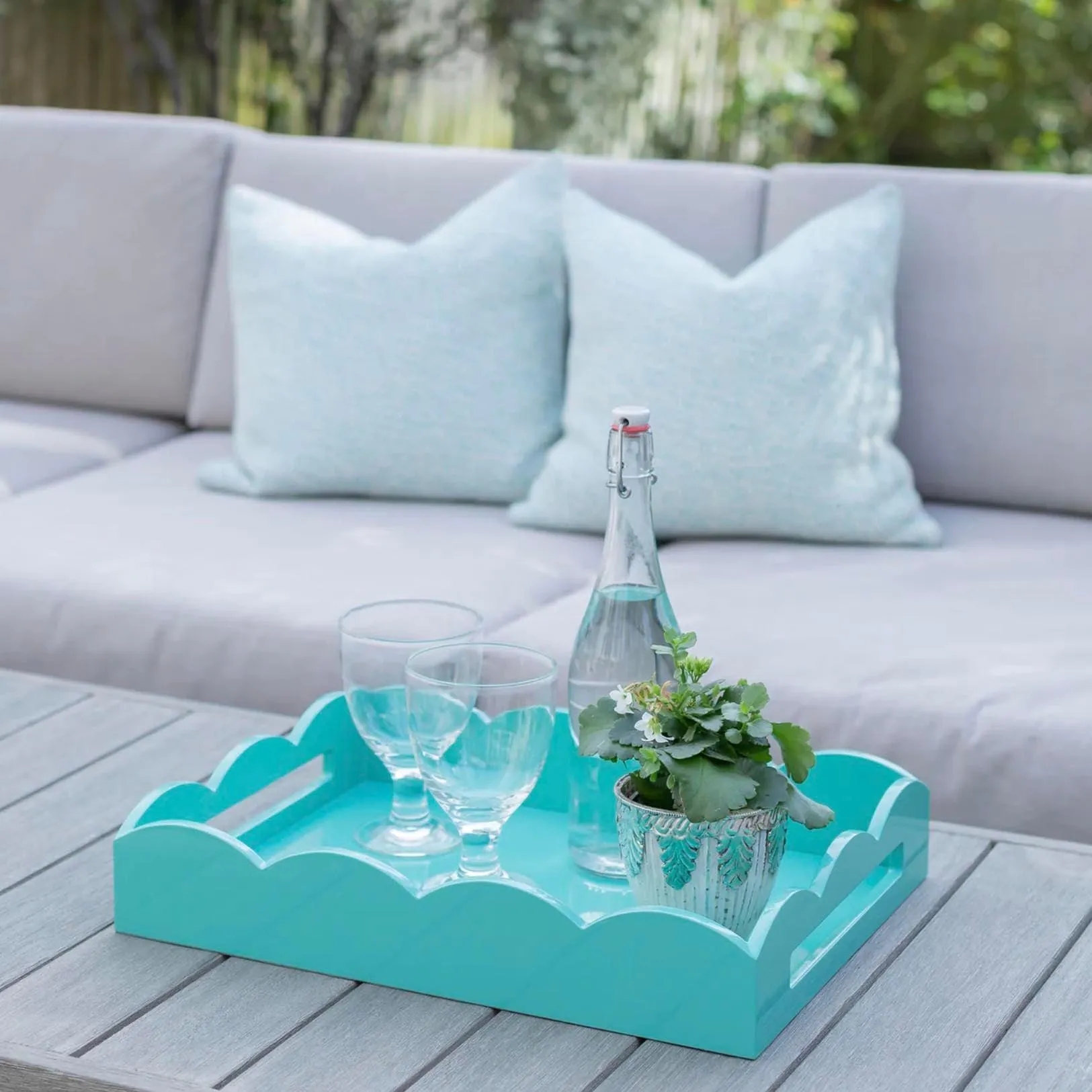 Medium Scallop Rect Tray | Turquoise