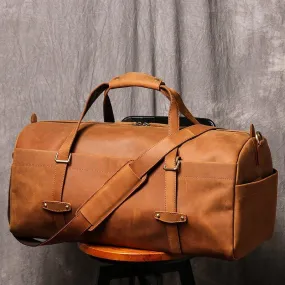 Mens Vintage Leather Duffle Bag