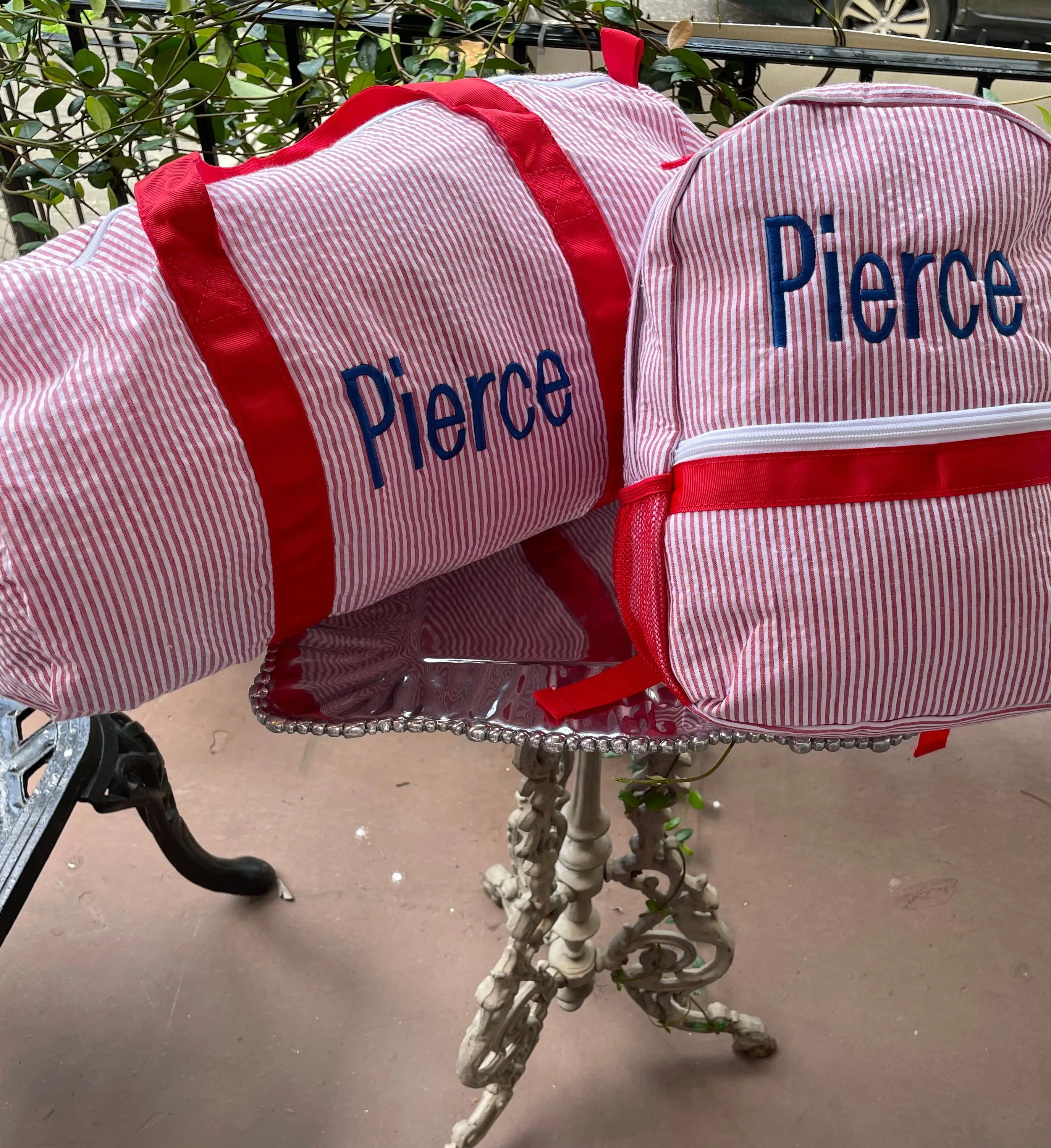 MONOGRAM AQUA SEERSUCKER DUFFLE