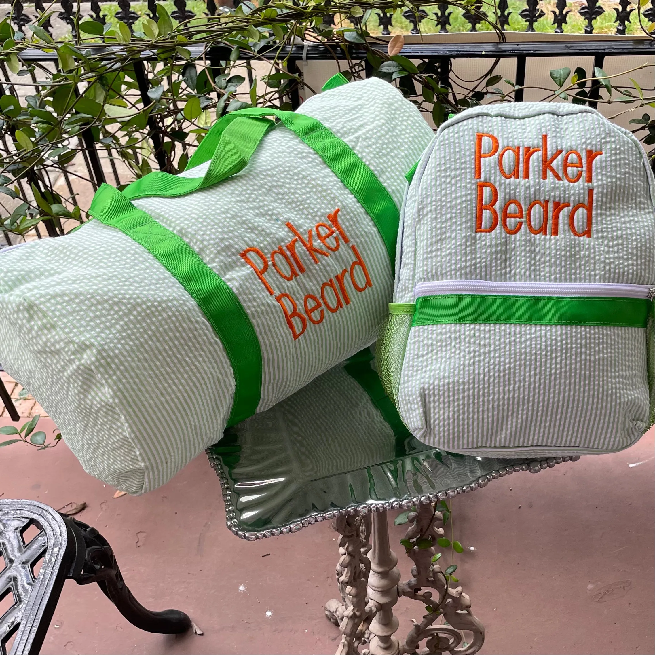 MONOGRAM AQUA SEERSUCKER DUFFLE