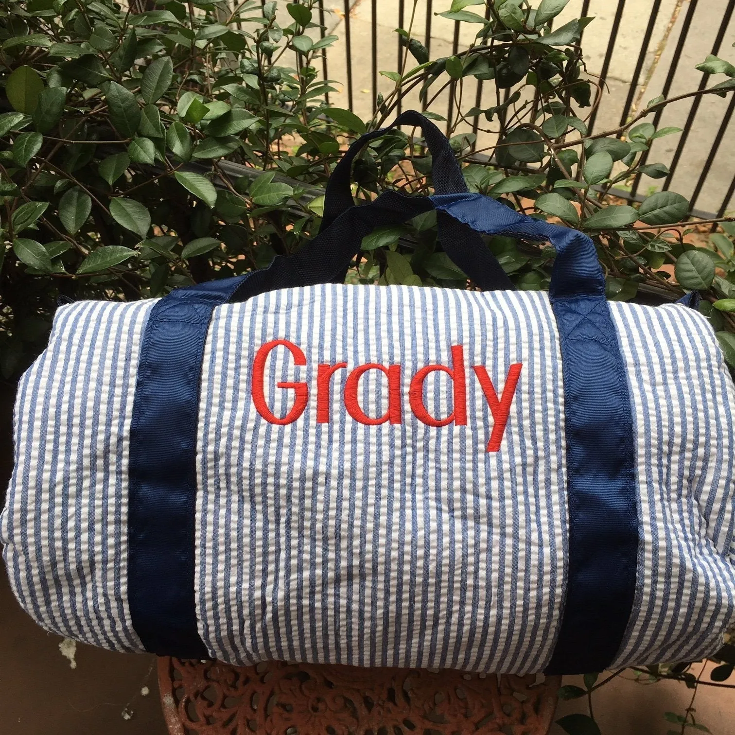 MONOGRAM AQUA SEERSUCKER DUFFLE