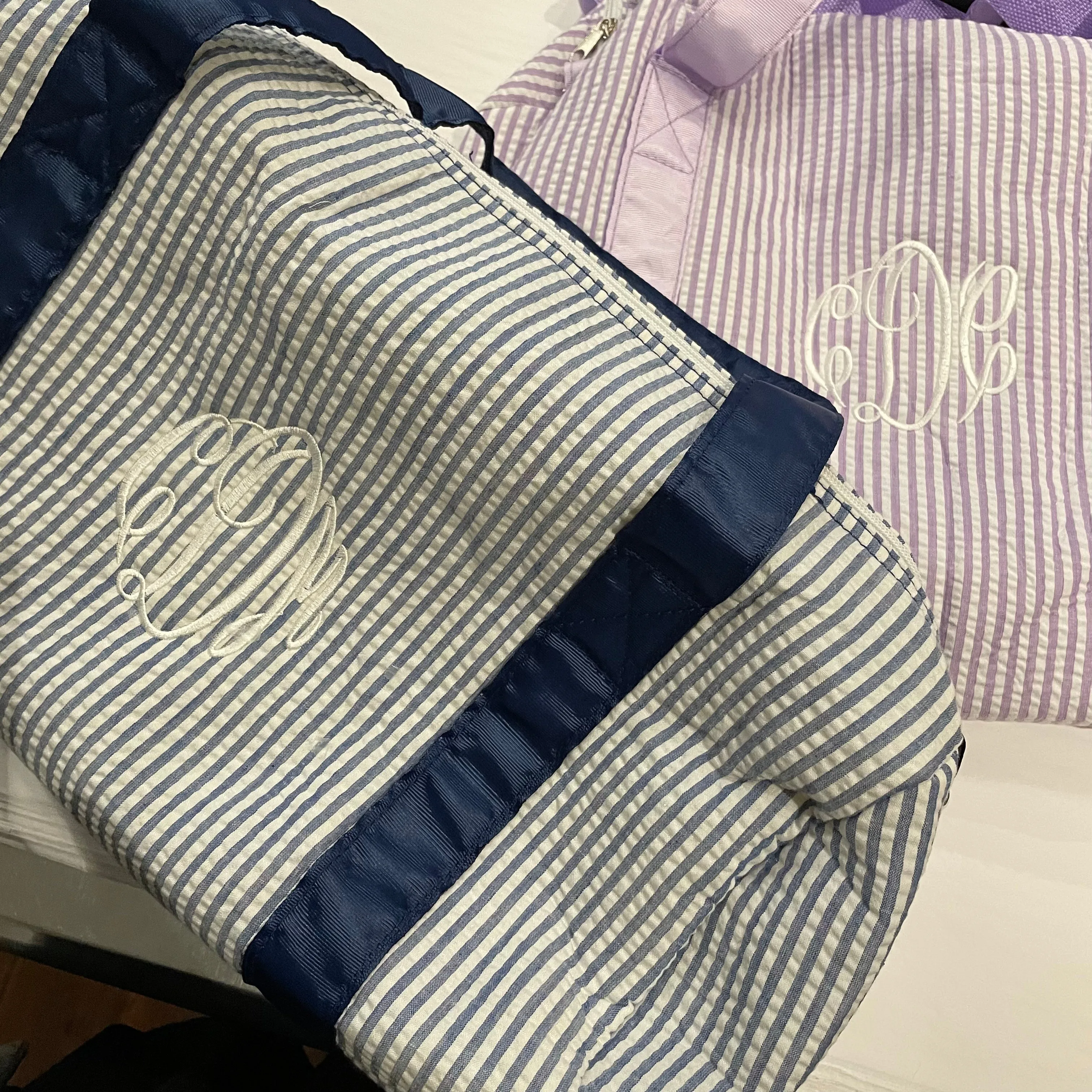 MONOGRAM AQUA SEERSUCKER DUFFLE