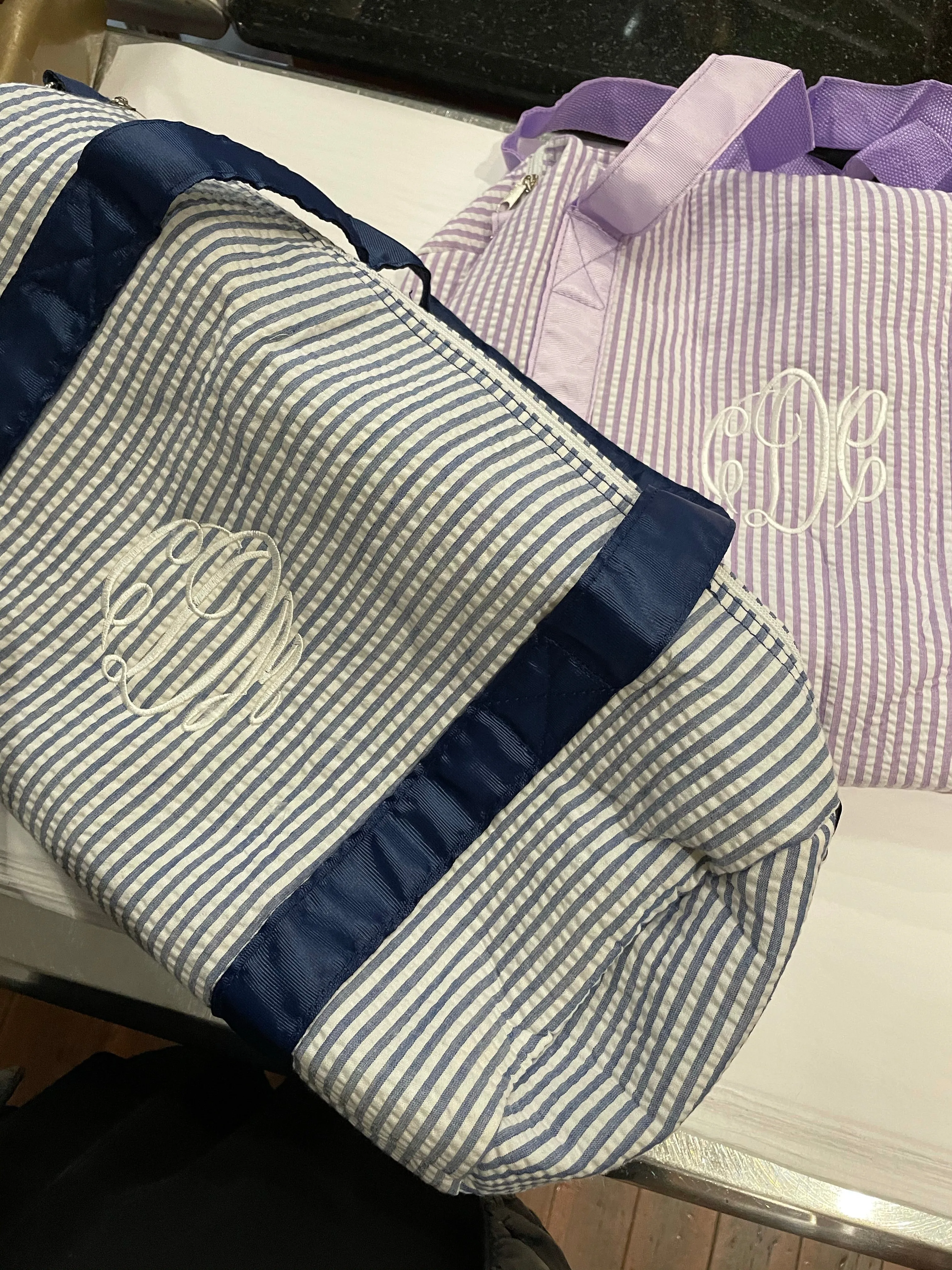 MONOGRAM AQUA SEERSUCKER DUFFLE