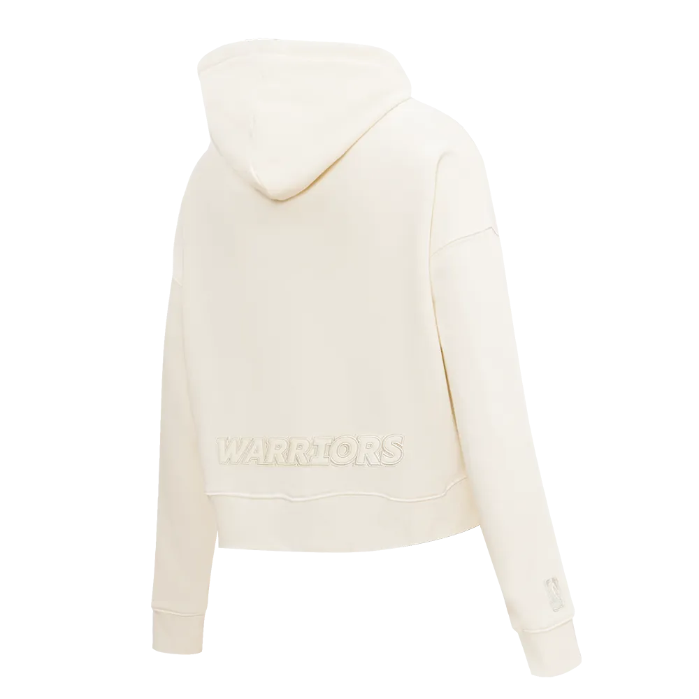NBA GOLDEN STATE WARRIORS NEUTRAL WOMEN'S CROPPED PO HOODIE (EGGSHELL)