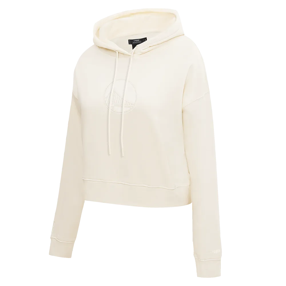 NBA GOLDEN STATE WARRIORS NEUTRAL WOMEN'S CROPPED PO HOODIE (EGGSHELL)