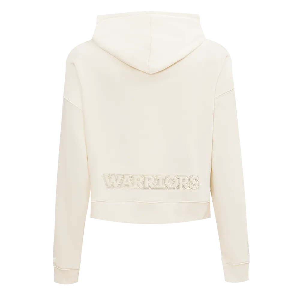 NBA GOLDEN STATE WARRIORS NEUTRAL WOMEN'S CROPPED PO HOODIE (EGGSHELL)