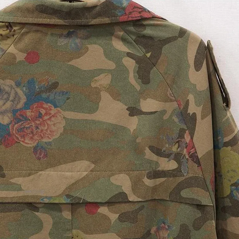 New Women's Camouflage Jackets Coat Zipper Denim Coats Army Green Outerwear