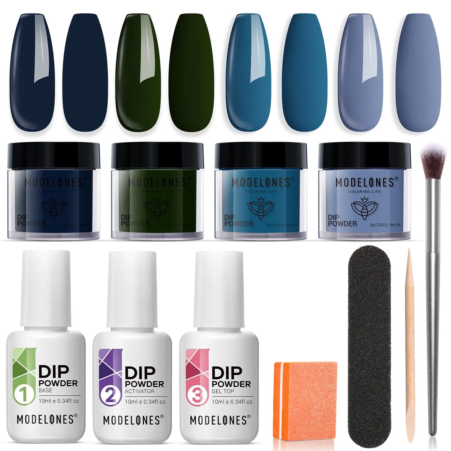 Nude Pink Glitter Dip Powder Nail Kit for Beginners - 4 Colors with Base, Top & Activator