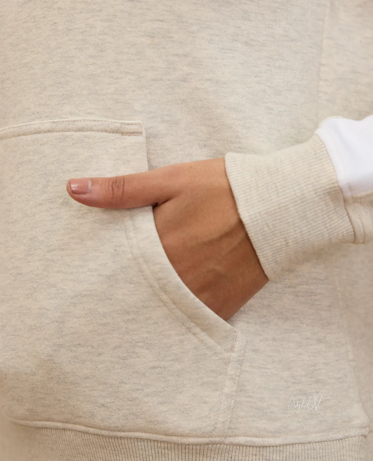 NYKD By Nykaa Cozy Fleece Hoodie Sweatshirt -NYLE702-Oatmeal Melange