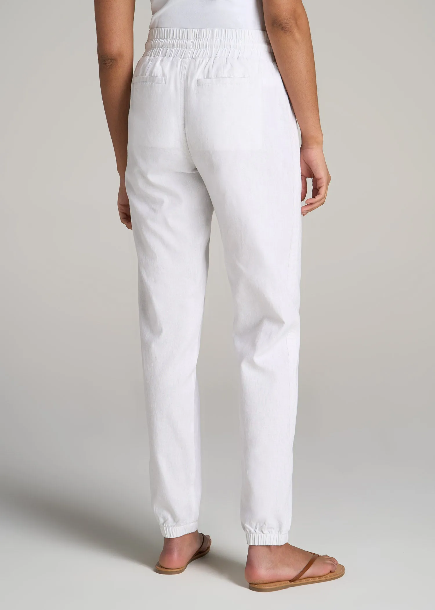 Pull-On Linen Joggers for Tall Women in White
