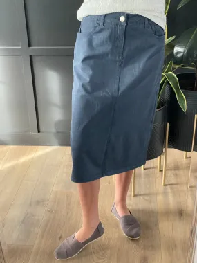 Remi Navy Midi Skirt 29 inches long
