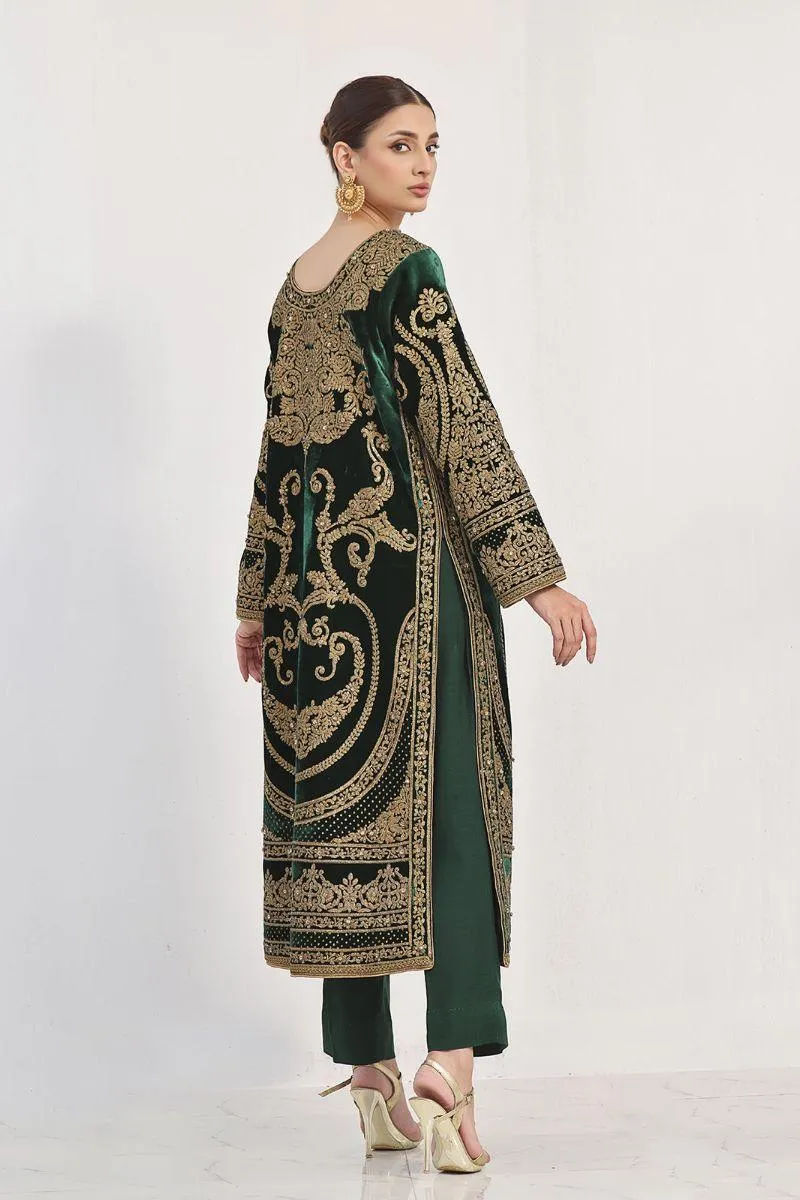 Rizwan Beyg Design - Veroz - Pure Velvet - Green - 1 Piece