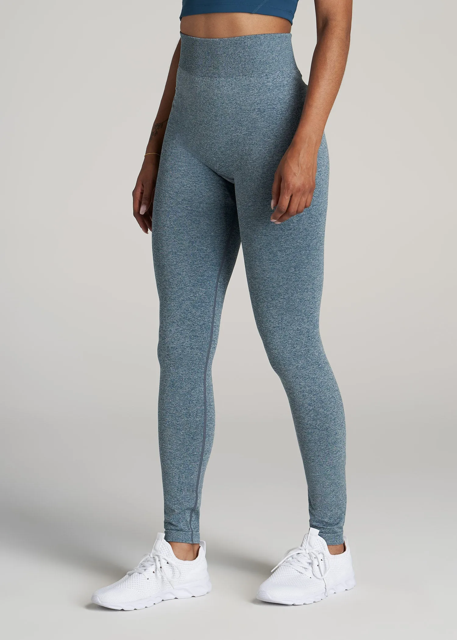 Seamless Leggings for Tall Women in Bright Navy Heather
