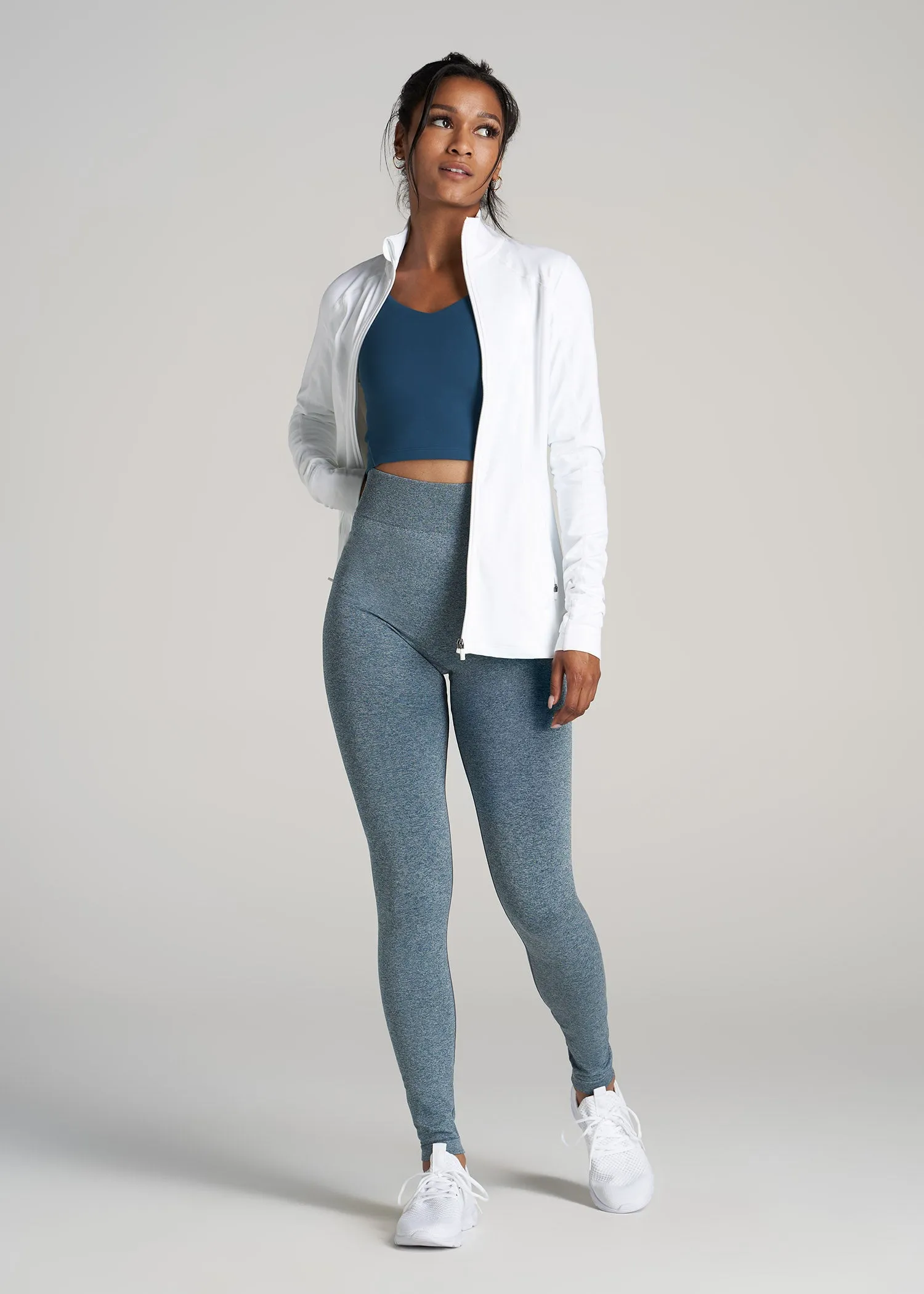 Seamless Leggings for Tall Women in Bright Navy Heather
