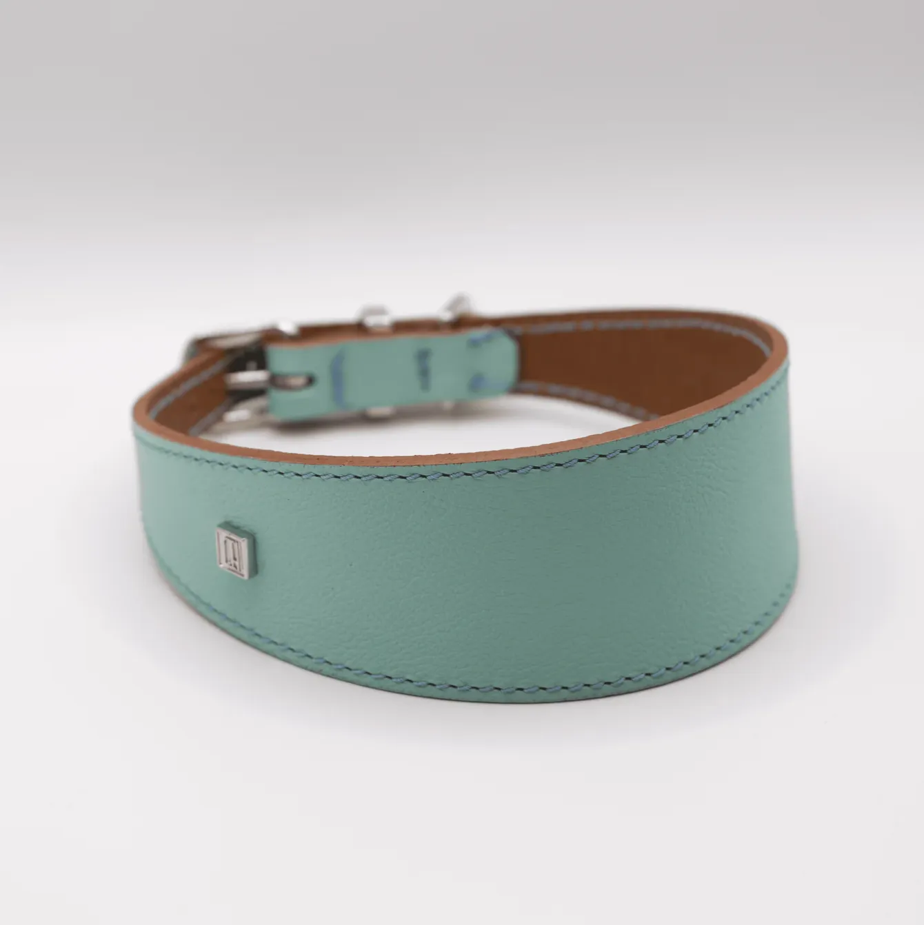 Soft Leather Hound Collar Aqua