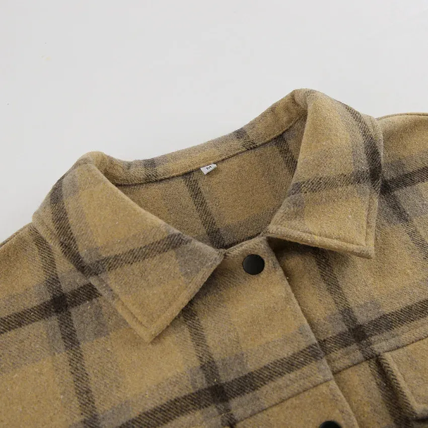 TAVIMART  -  New Plaid Contrast Jacket Women Autumn Winter Single Breasted Long Sleeve Outerwear Female Streetwear Vintage Fashion Coat