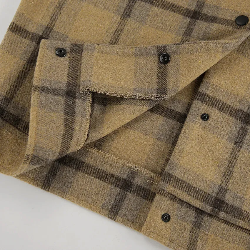 TAVIMART  -  New Plaid Contrast Jacket Women Autumn Winter Single Breasted Long Sleeve Outerwear Female Streetwear Vintage Fashion Coat