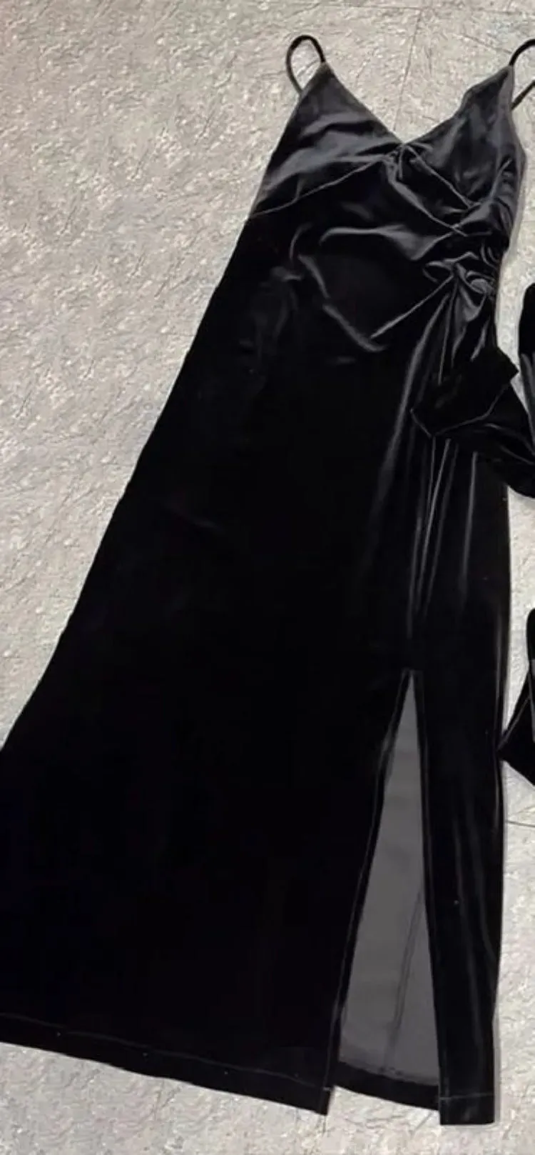 TAVIMART  -  Oversize Lapel Neck Long Sleeve Black Coat Women  Sexy Slim Fit Ruched Velvet Camisole Dresses Early Autumn New Two Piece Sets