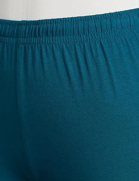 Teal Cotton Blend Churidar Leggings For Women