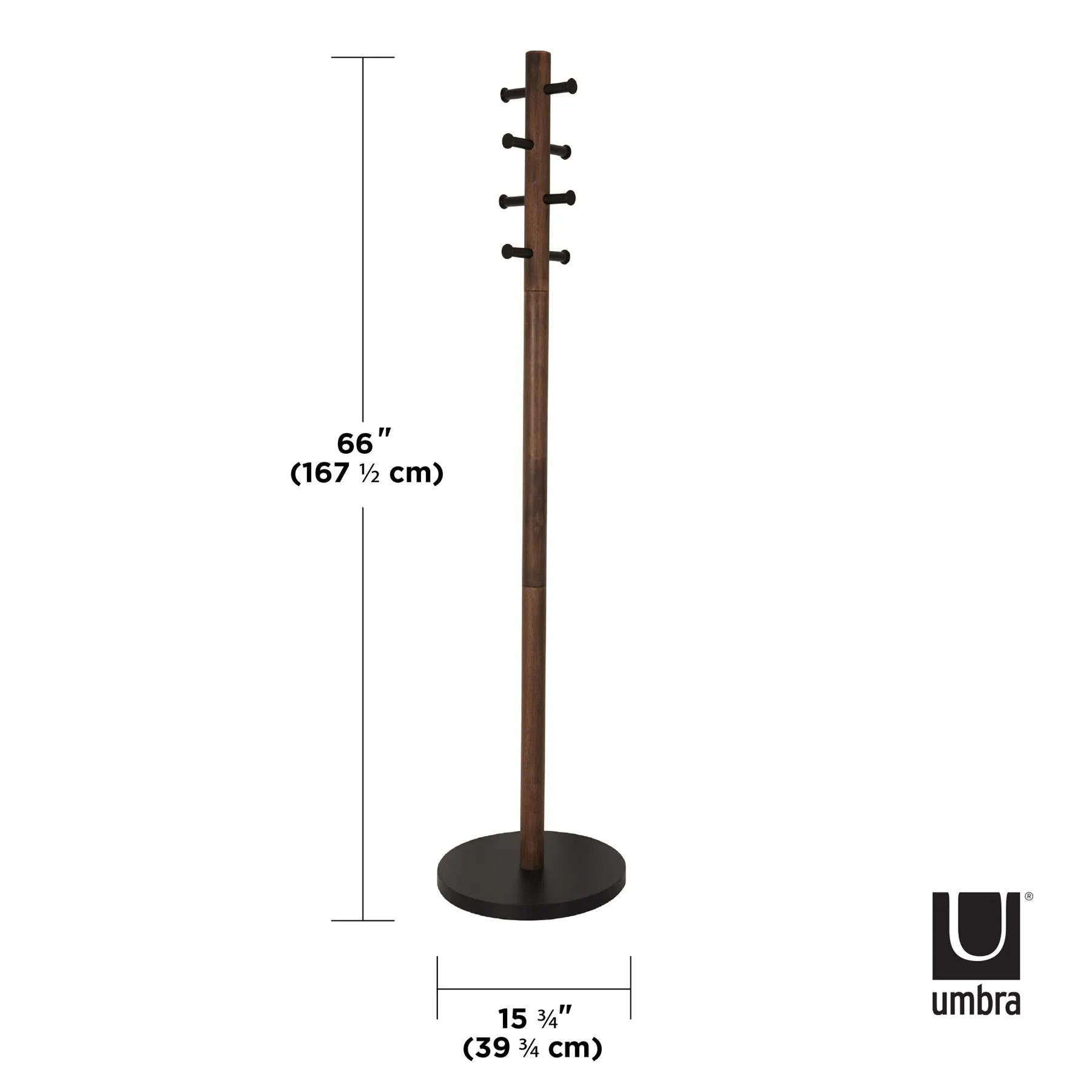 Umbra Pillar Coat Rack in Black / Walnut