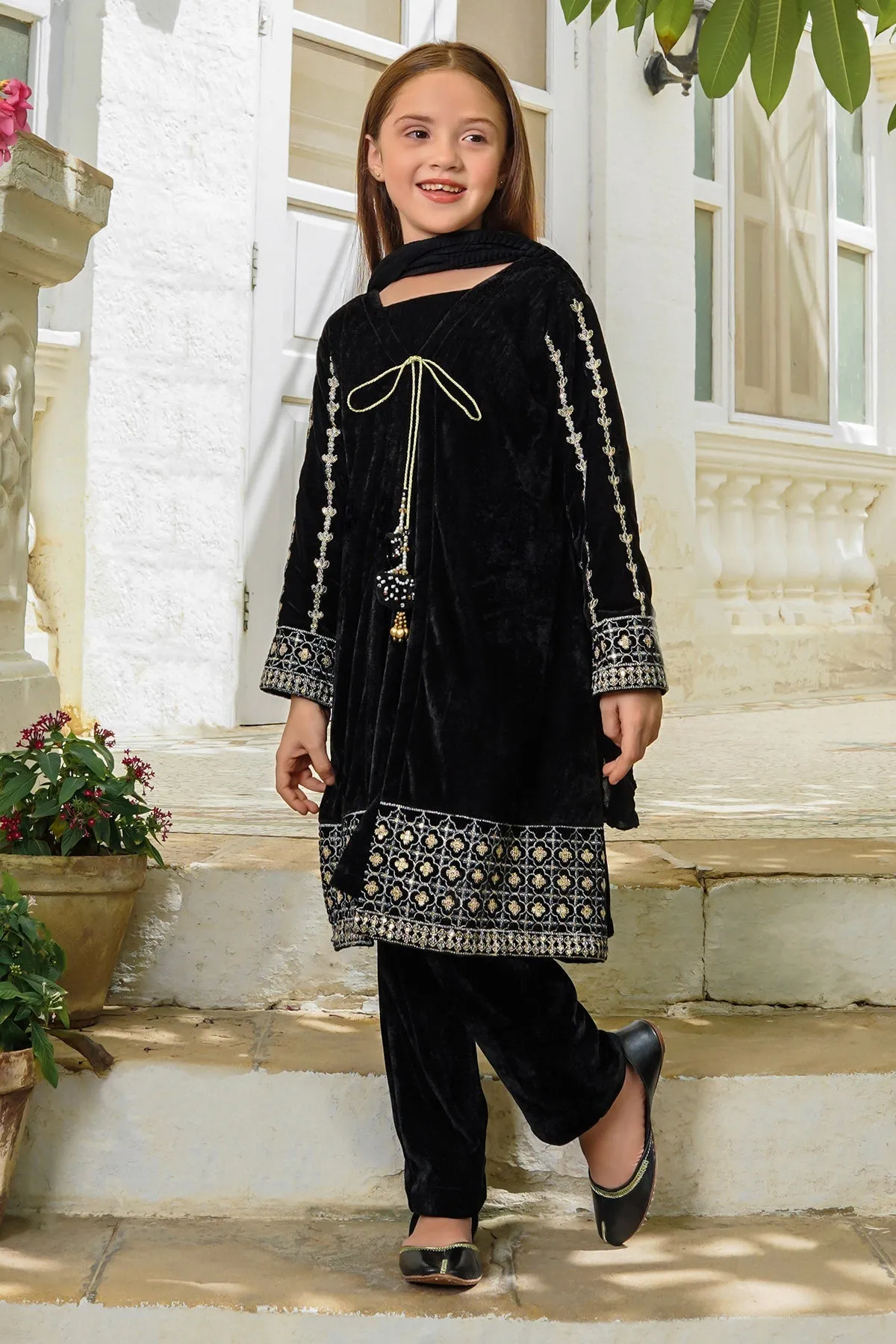 Velvet Embroidered 3 Pc Suit