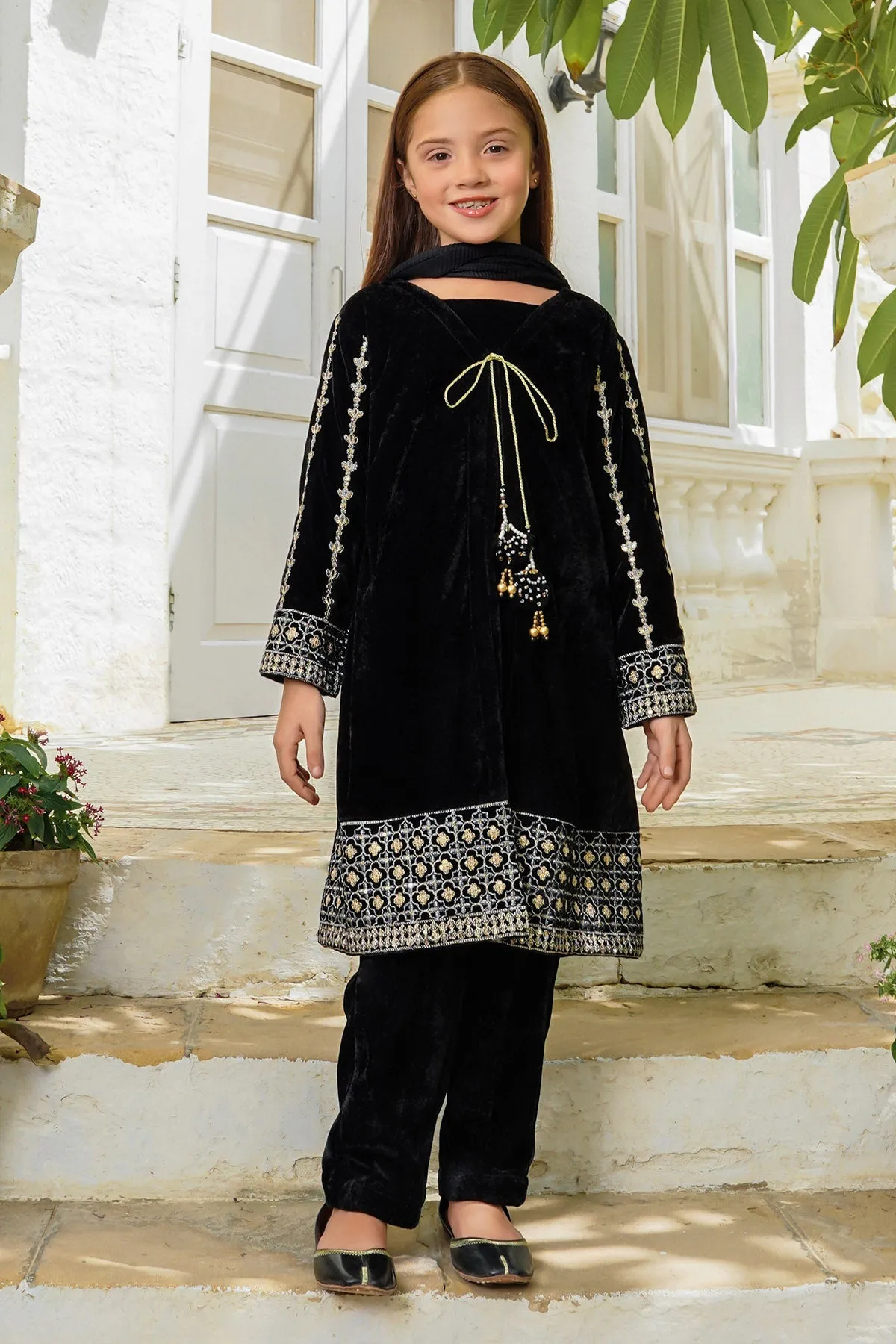 Velvet Embroidered 3 Pc Suit