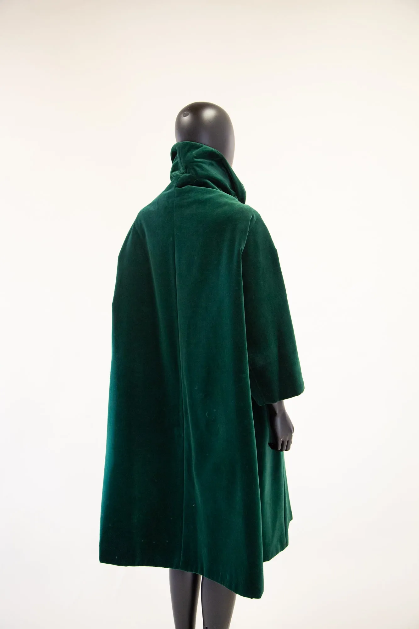 Vintage 1950s Dark Green Velvet Swing Coat
