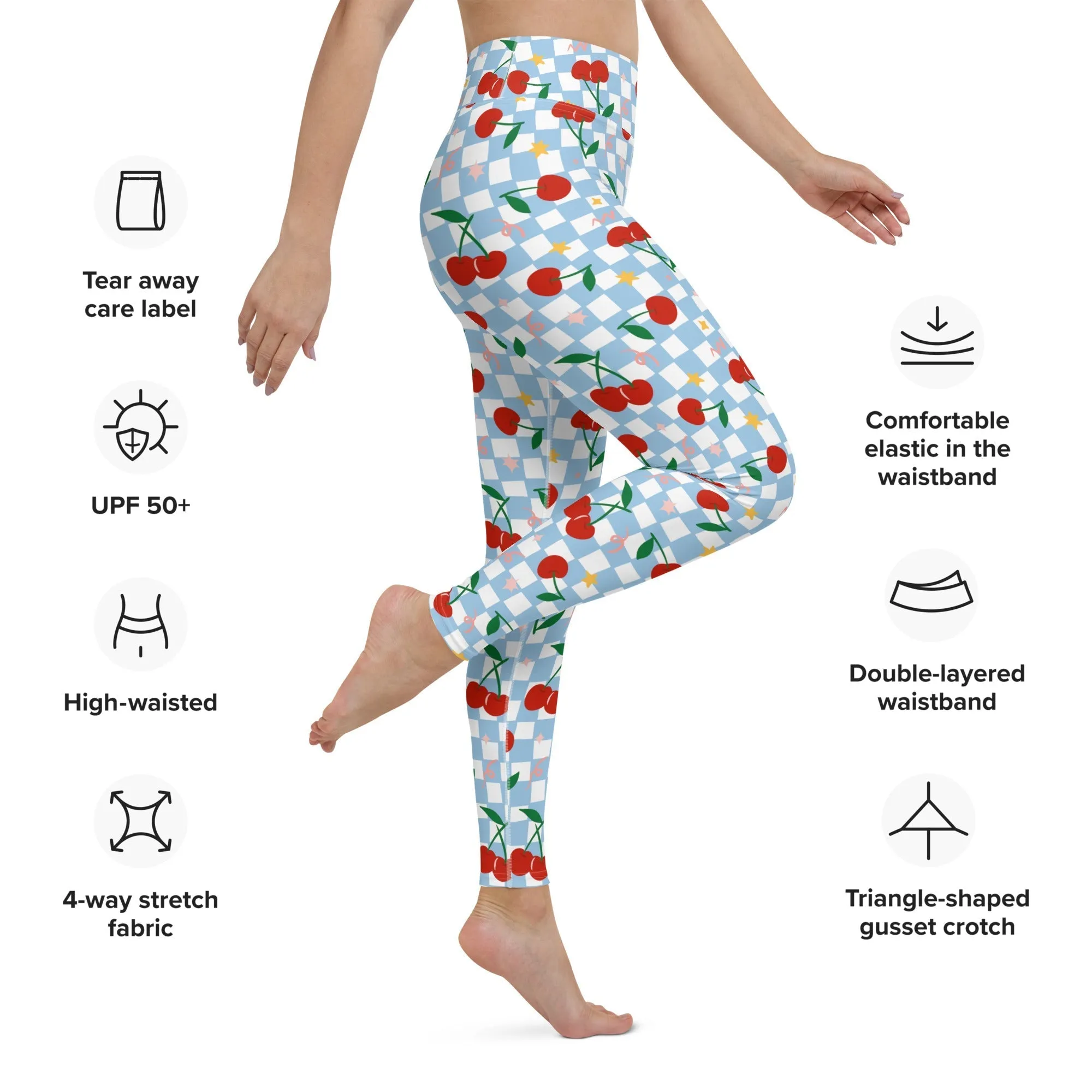 Vintage Cherry Checkered Yoga Leggings