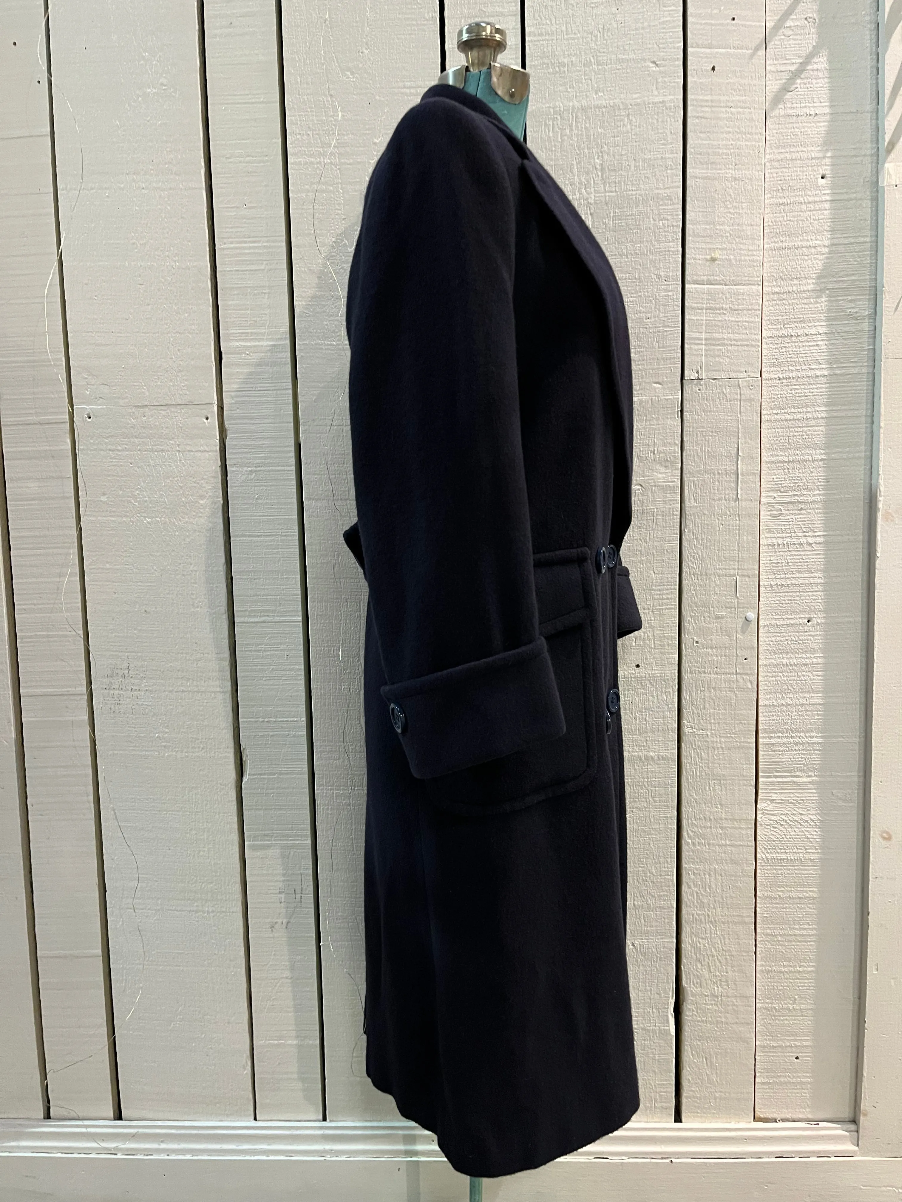 Vintage Fleurette of California Navy Camel Hair Coat, Union Made in USA, Chest 41”