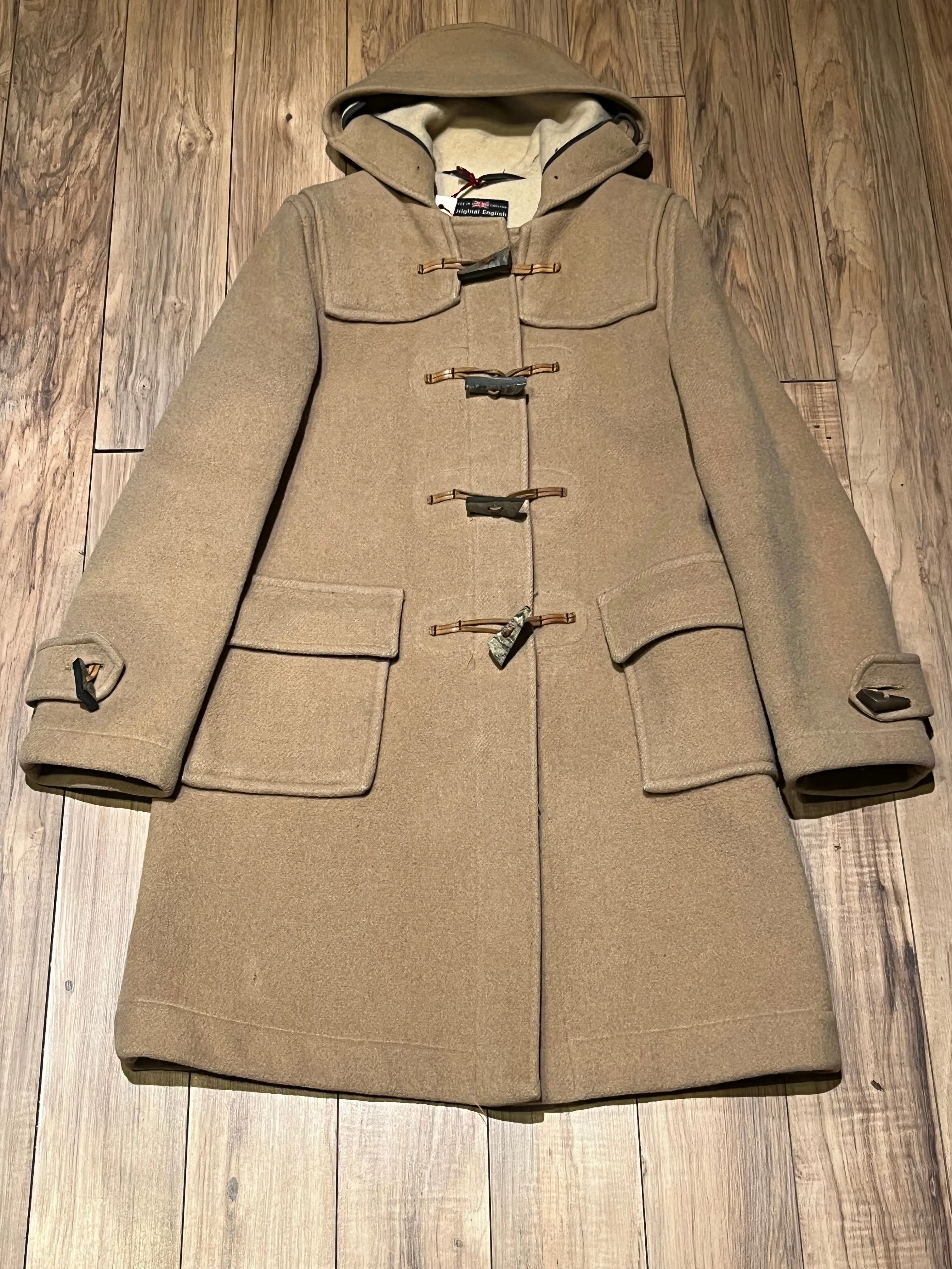 Vintage Gloverall Tan Duffle Coat, Made in England, Size 40 EUR