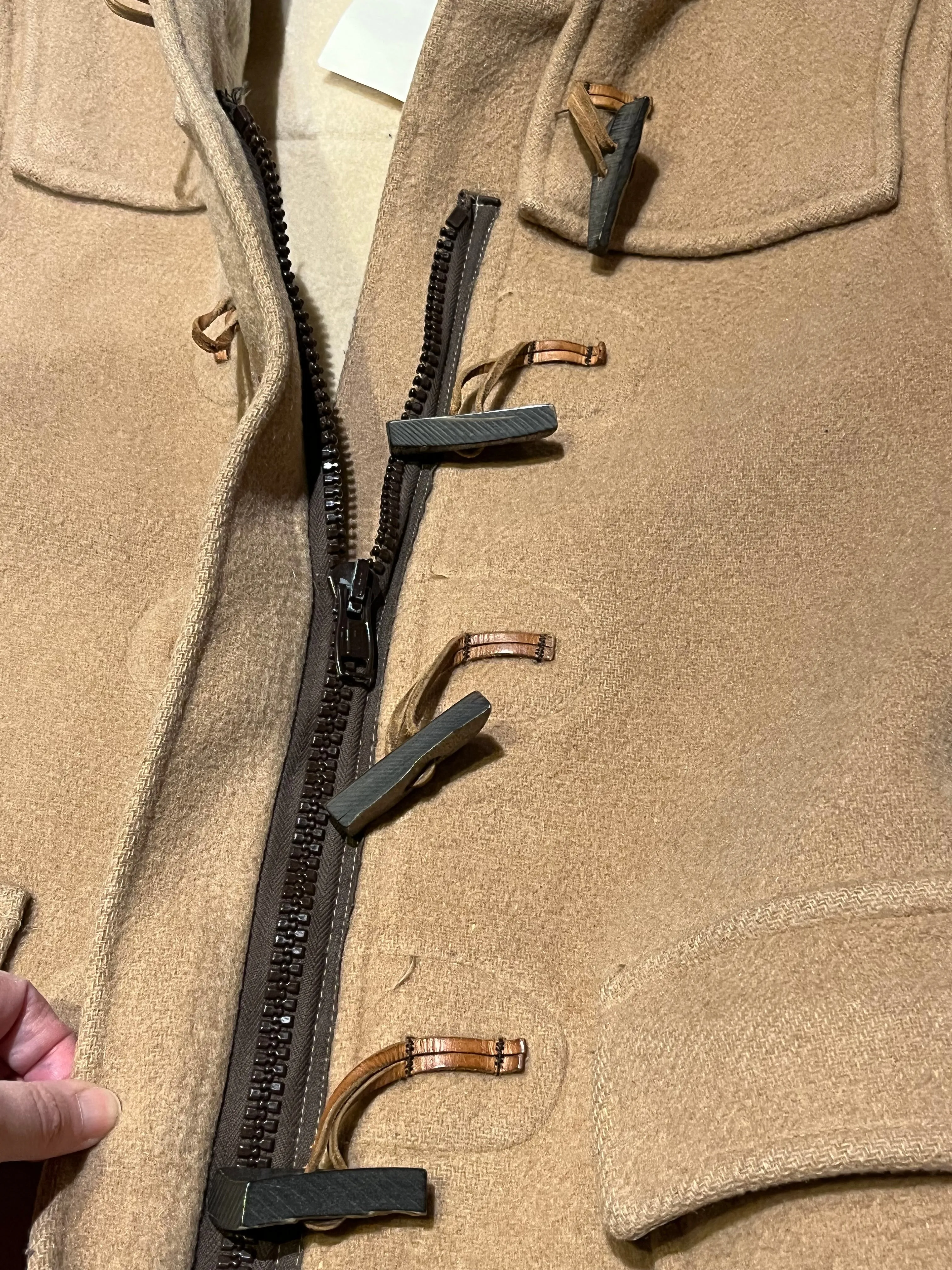 Vintage Gloverall Tan Duffle Coat, Made in England, Size 40 EUR