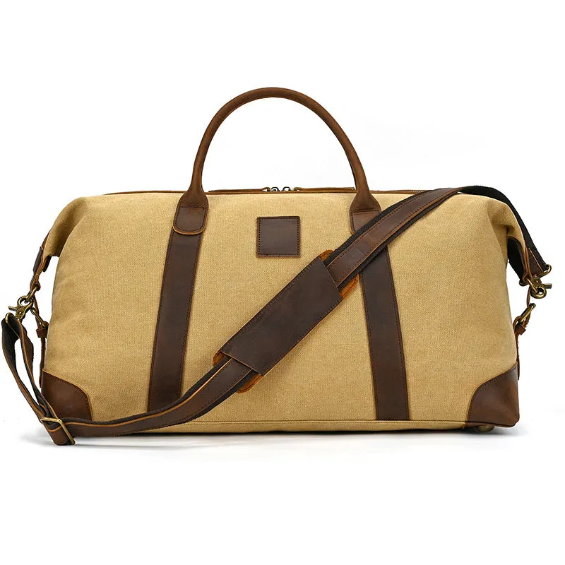 Waxed Canvas Duffle Bag with Genuine Leather