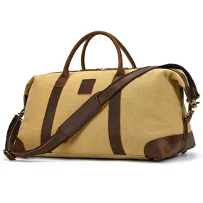 Waxed Canvas Duffle Bag with Genuine Leather