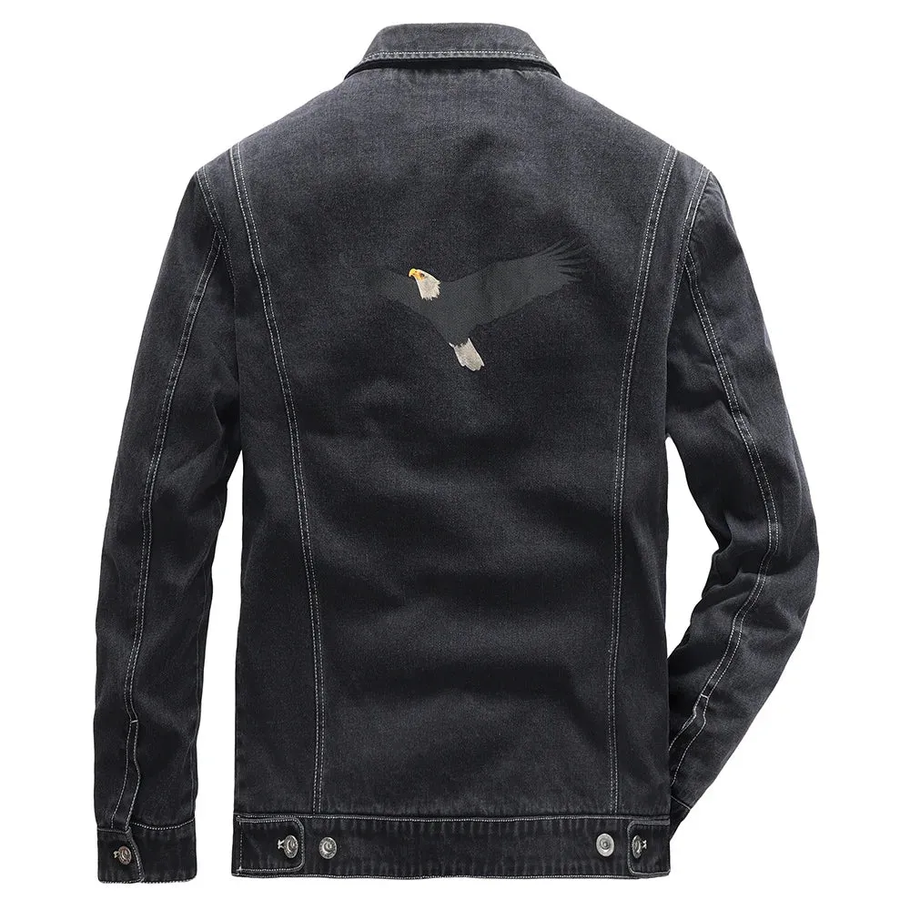 Wiaofellas  -  Denim Jacket Men Embroidery Motorcyle Coat Men's Fashion Streetwear Spring Autumn Male Cowboy Jackets Chaqueta Hombre MY252