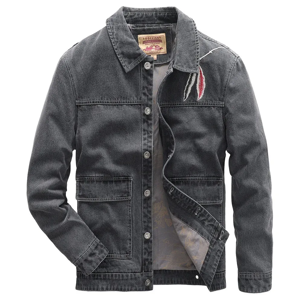 Wiaofellas  -  Denim Jacket Men Embroidery Motorcyle Coat Men's Fashion Streetwear Spring Autumn Male Cowboy Jackets Chaqueta Hombre MY252