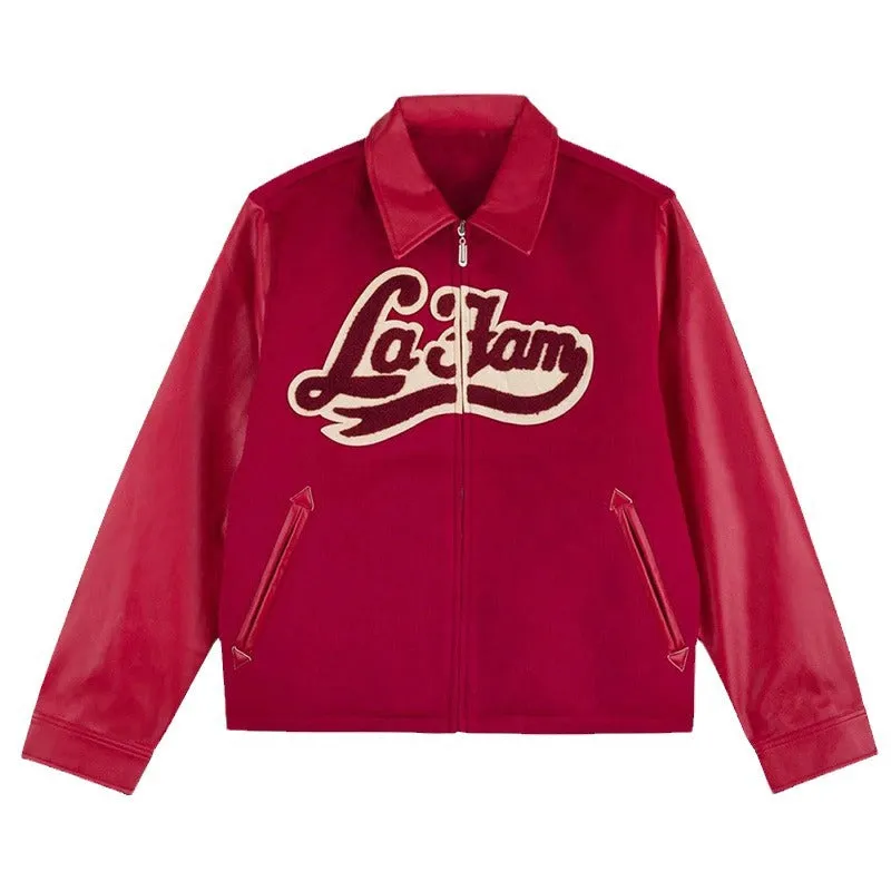 Wjczt 90s streetwear 2024 Spring and Autumn New Retro Lapel Letter Printed Coat Jacket Baseball Uniform Personalized Street