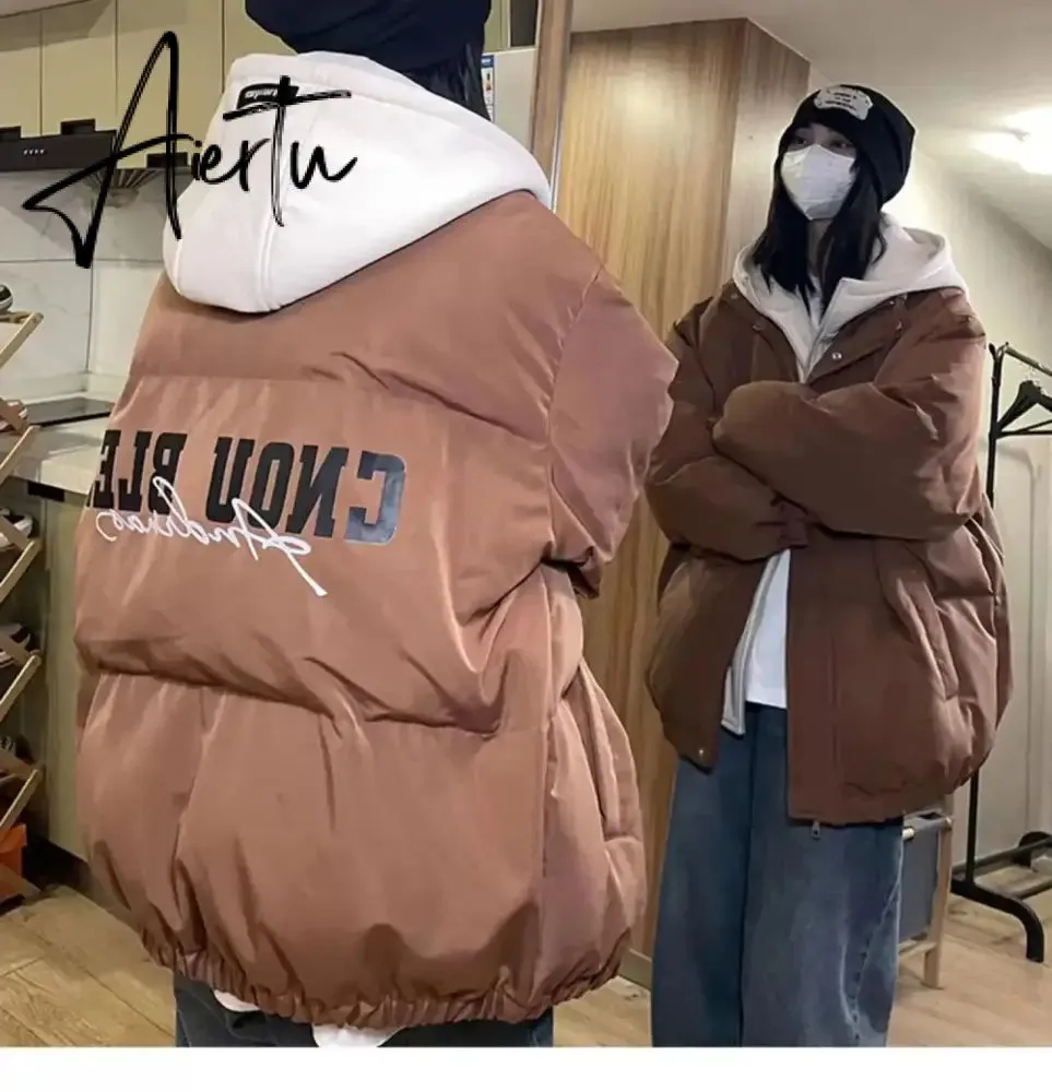 Women Black Down Jacket Coat Letter Fashion Hooded Streetwear Windproof Thicken Duck Down Feather Female Puffer Winter Outwear