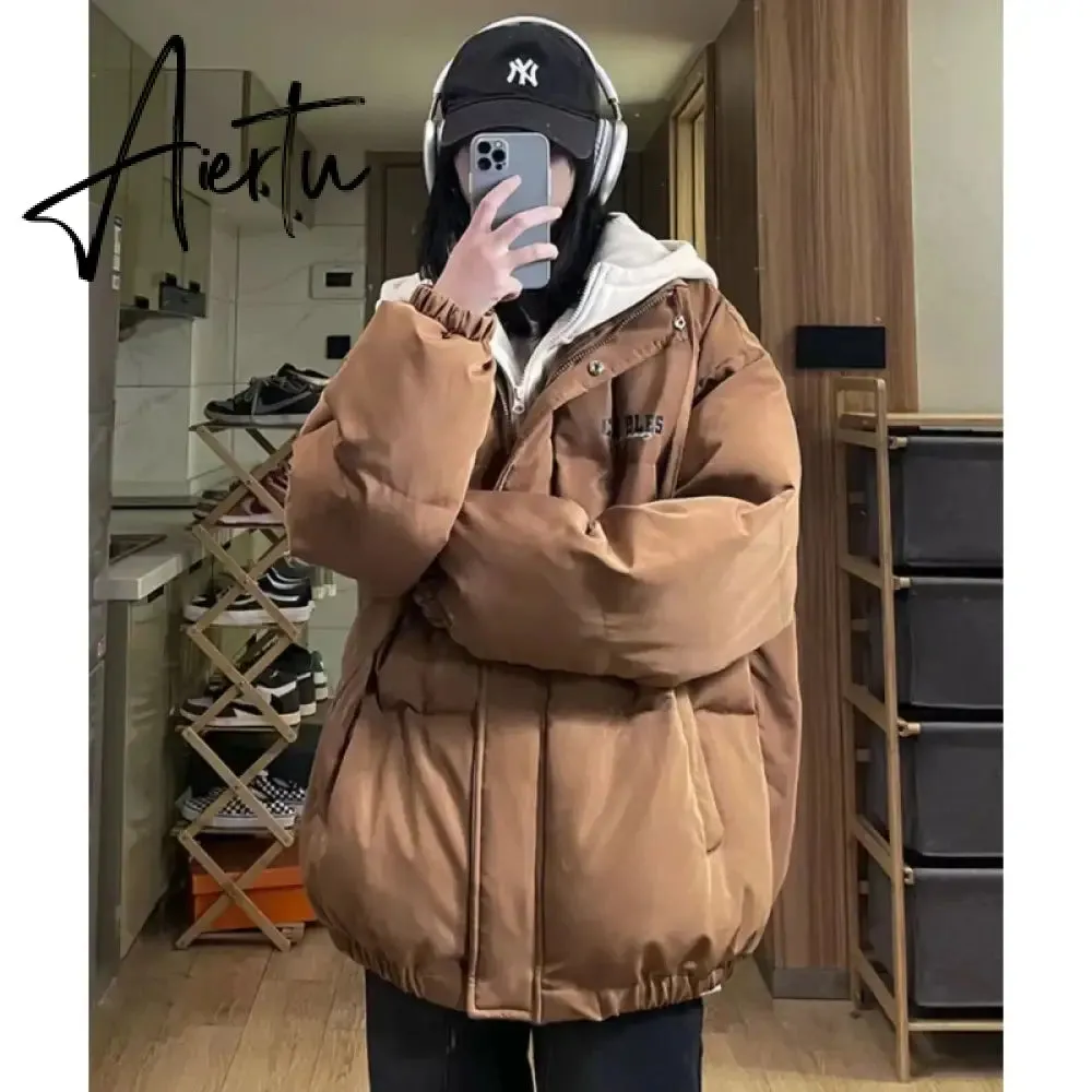 Women Black Down Jacket Coat Letter Fashion Hooded Streetwear Windproof Thicken Duck Down Feather Female Puffer Winter Outwear