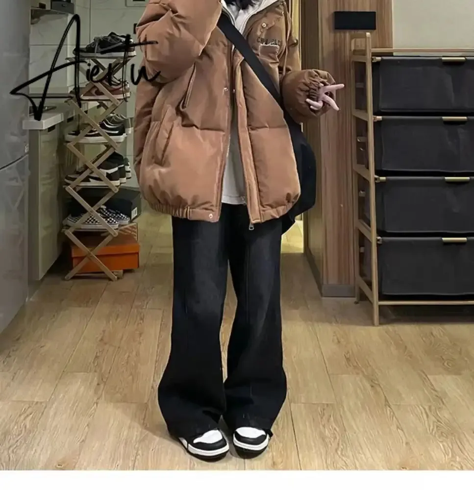 Women Black Down Jacket Coat Letter Fashion Hooded Streetwear Windproof Thicken Duck Down Feather Female Puffer Winter Outwear